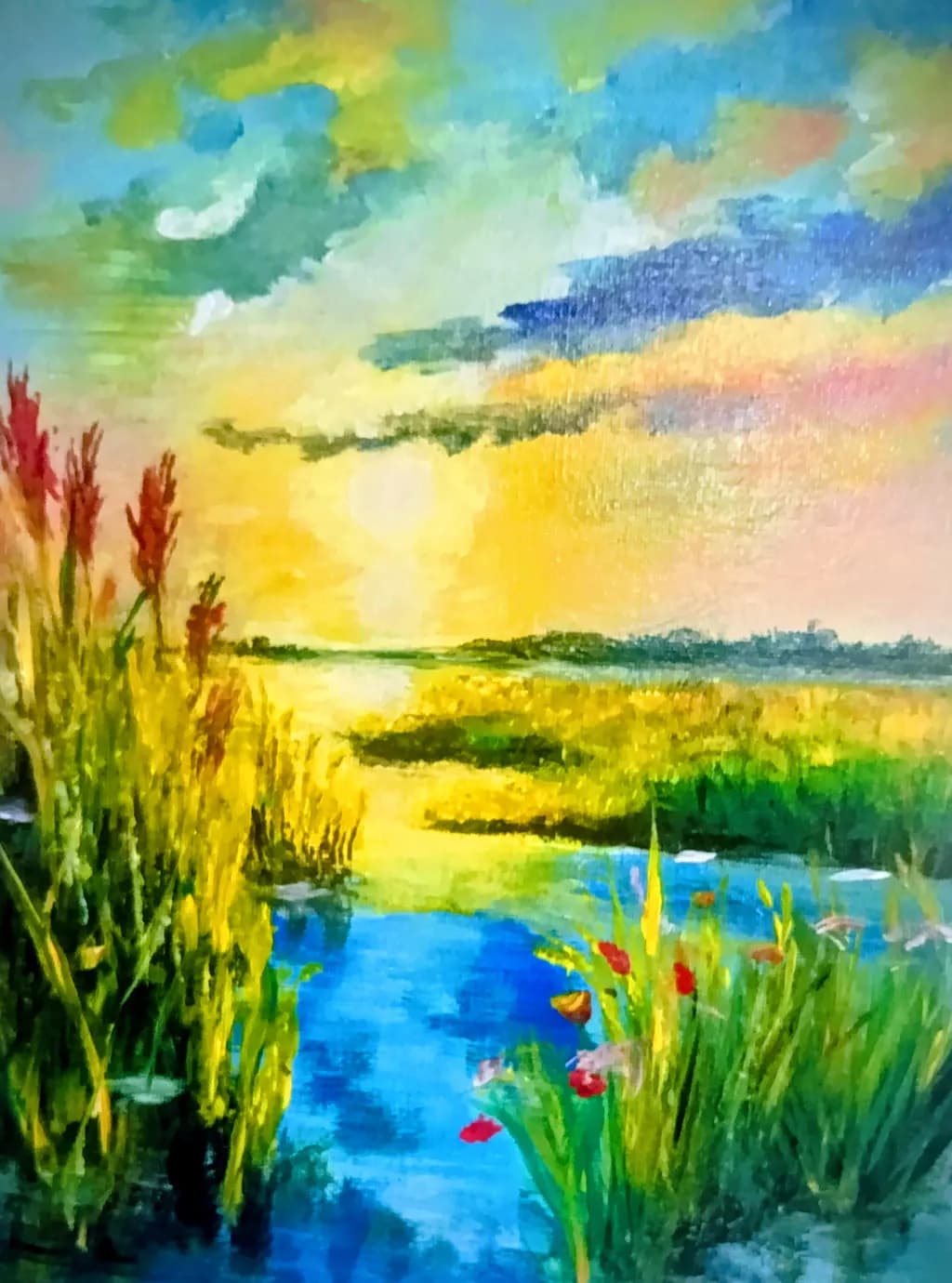 Sunlit Meadow Pond