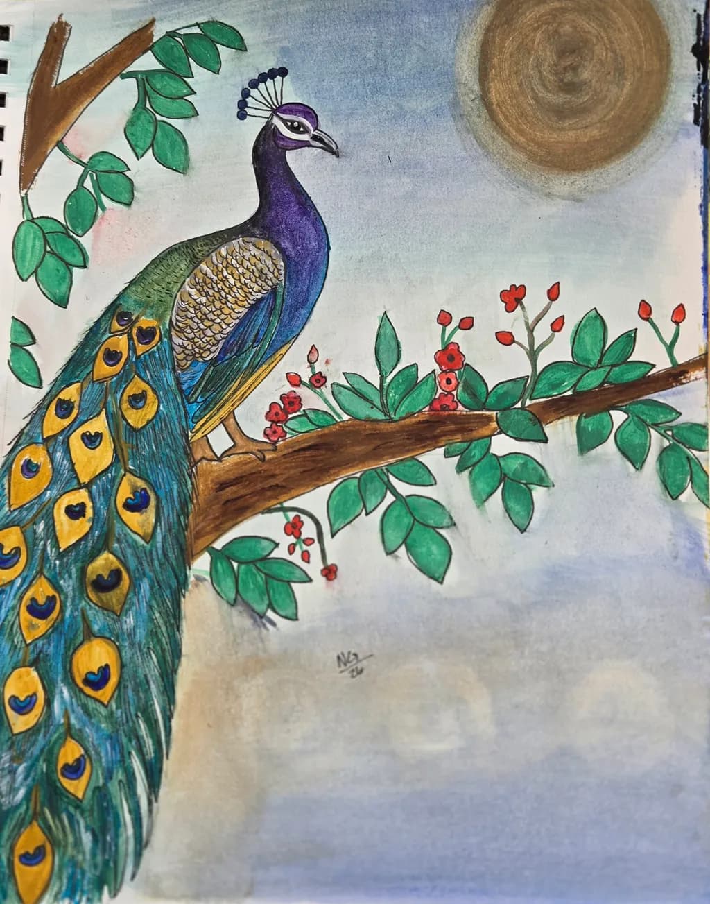 Sunlit Peacock Branch
