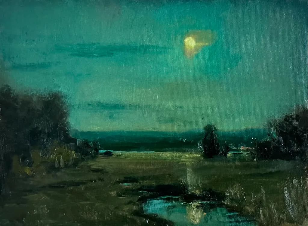Moonlit Landscape Reflection