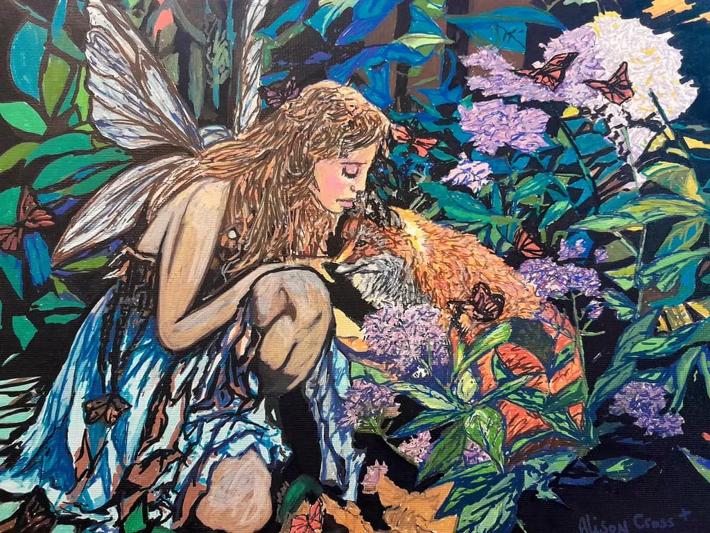 Fairy and Fox in Garden