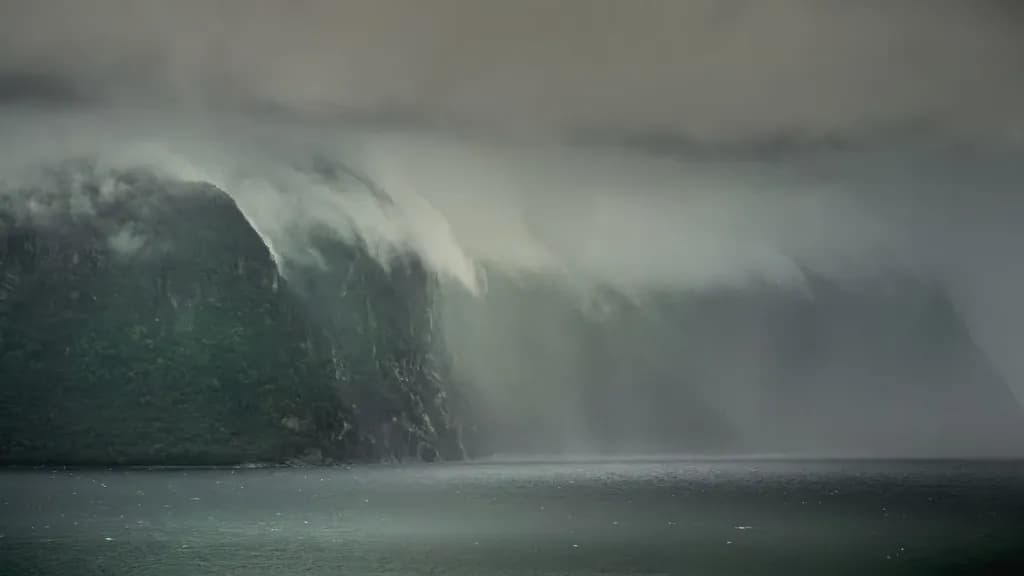 Foggy Fjord Cliffs