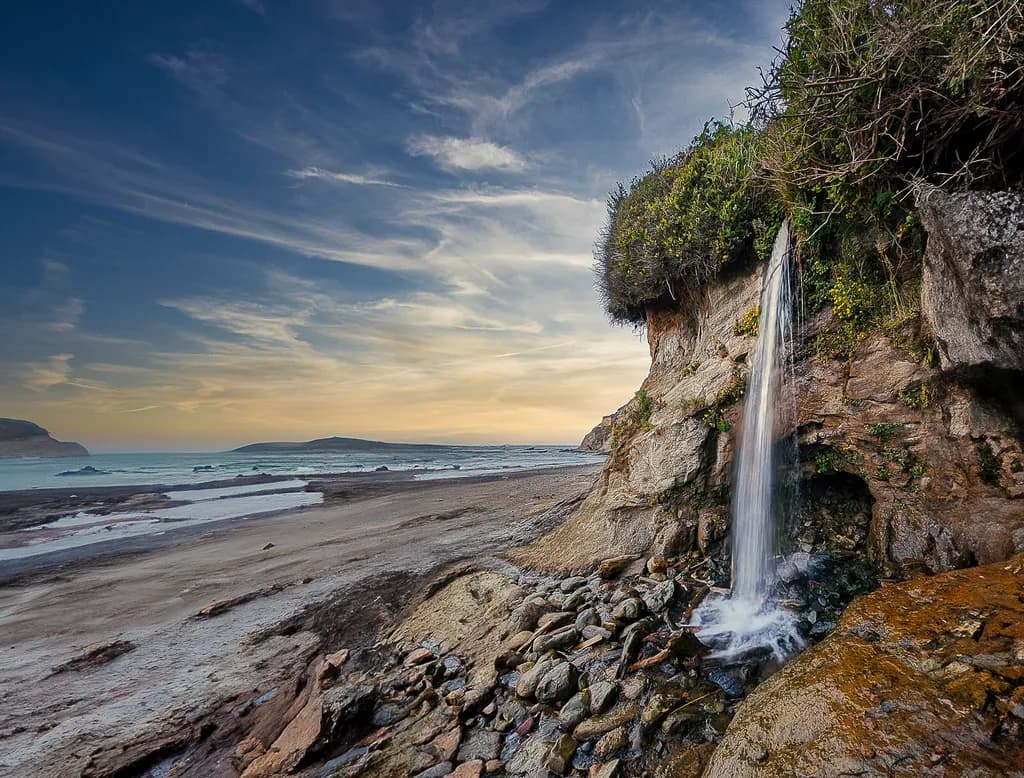 Coastal Waterfall in June