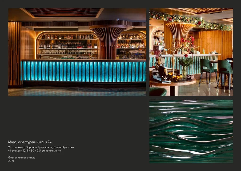 Sea, sculptural glass bar, Maestro Restaurant, Split, Croatia
