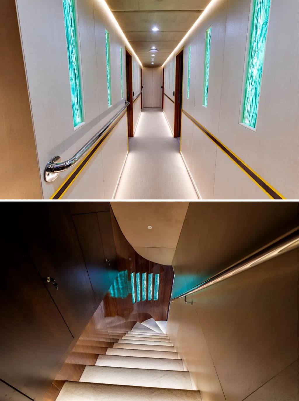 Sea, glass elements, Luxury yacht Life is Good, Split, Croatia, 2022.