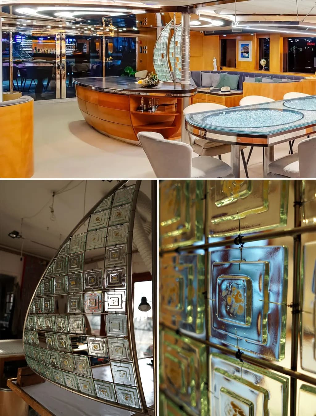 The Wave of Wind, glass sculpture, Luxury yacht Life is Good, Split, Croatia, 2022.