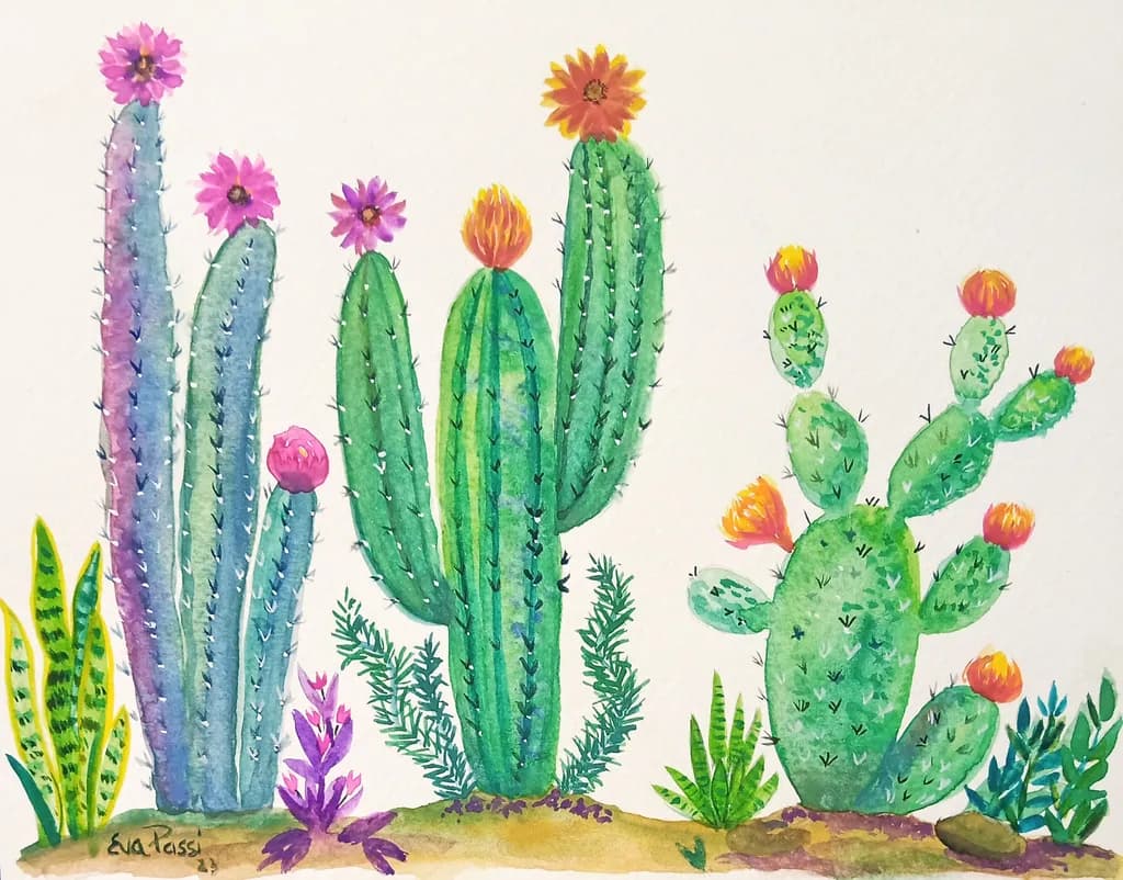 Blooming Cacti Garden