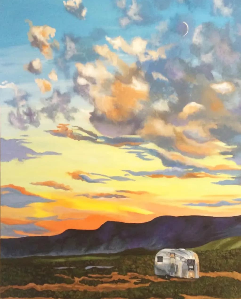 Moonlit Trailer Sunset