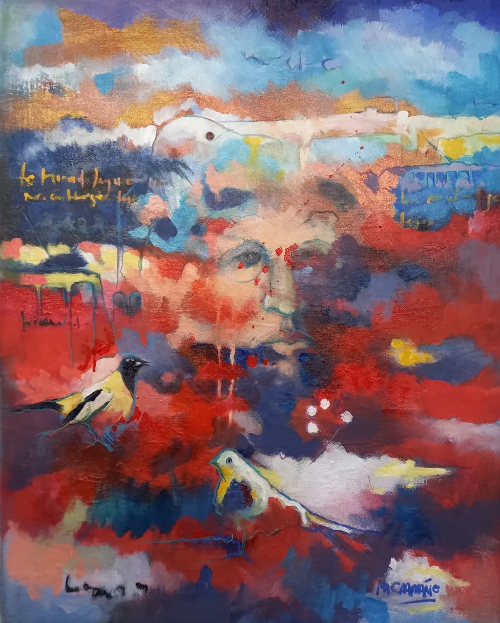 Abstract Portrait with Birds