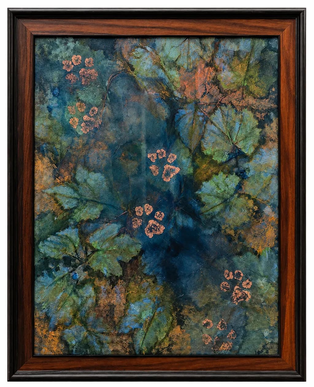 Forest Leaves with Pawprints