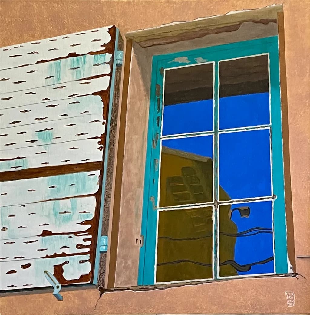 Turquoise Window Reflection