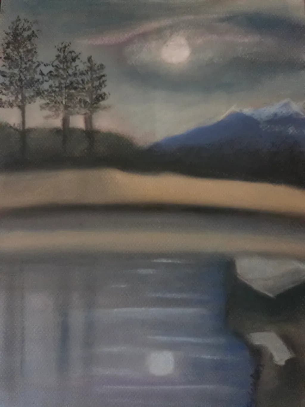 Moonlit Mountain Reflection
