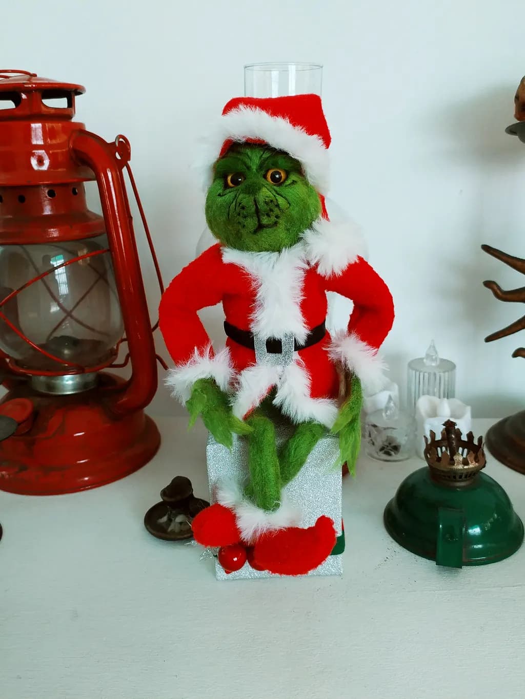 Grinch Santa Figurine
