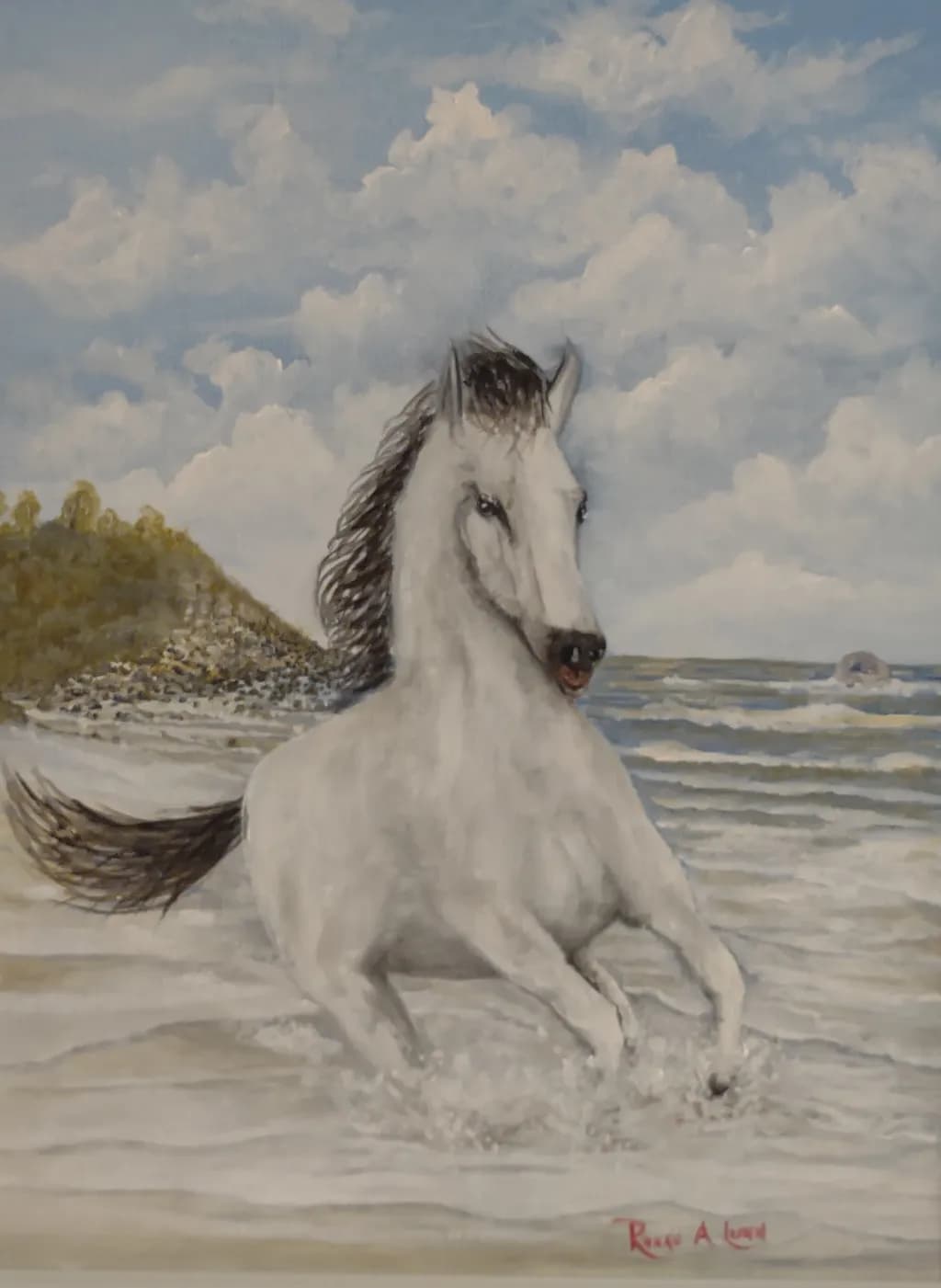 Horse in Ocean Waves