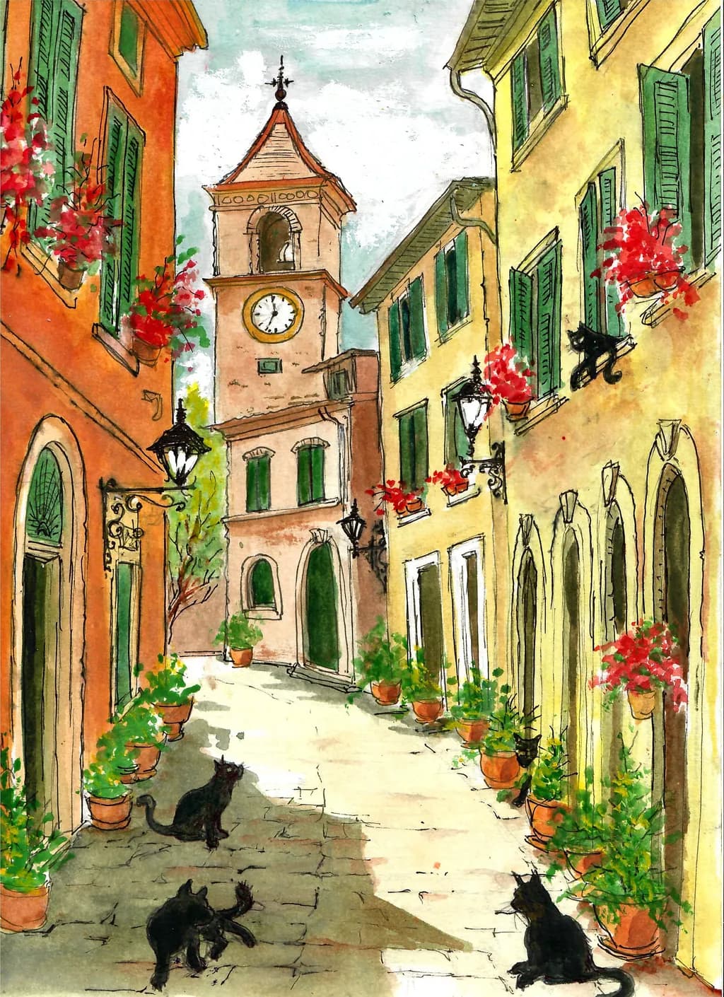 Cats in an Old Italian Alley