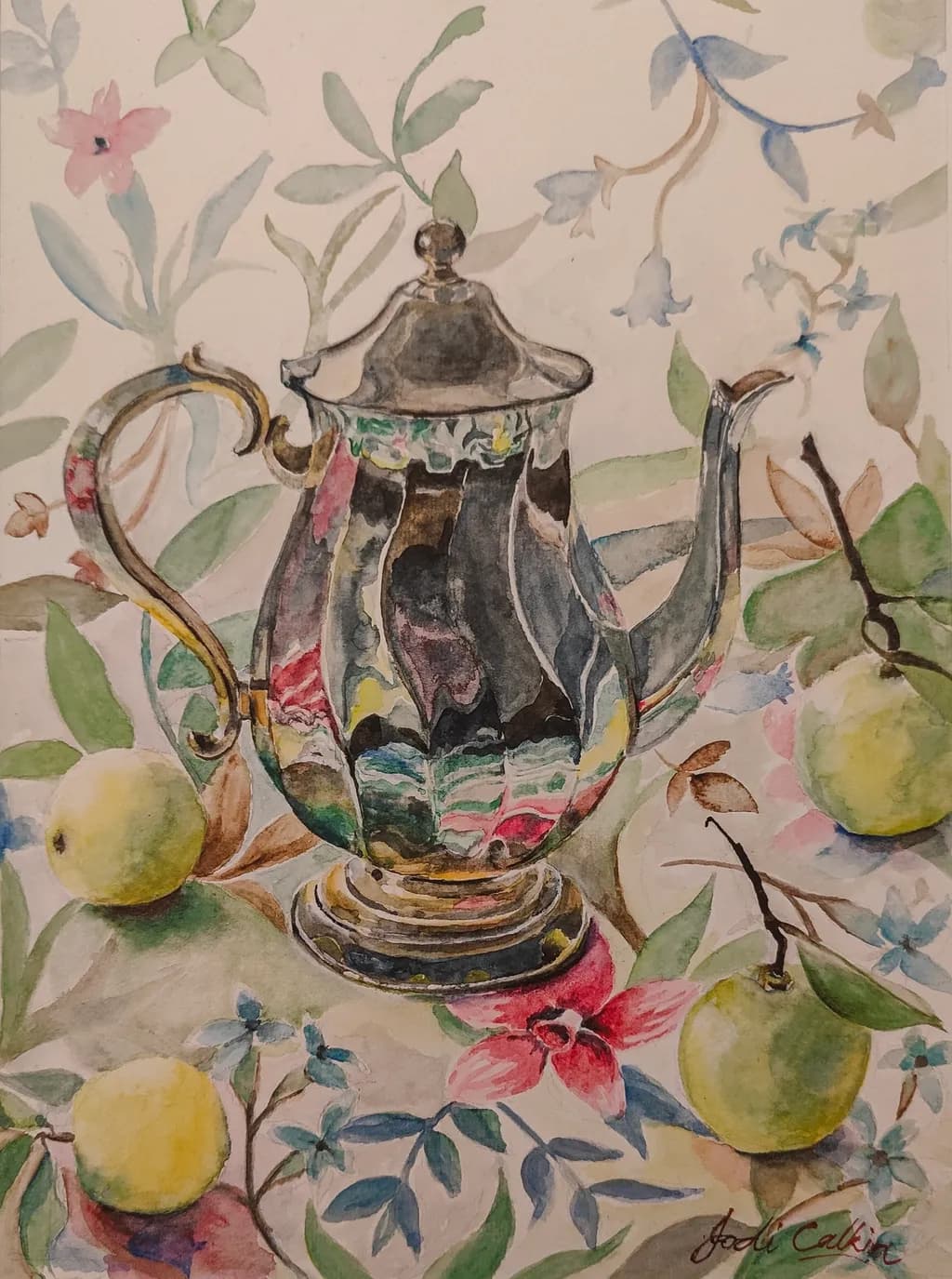 Silver Teapot with Lemons