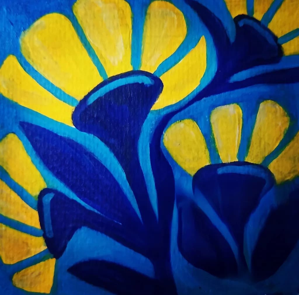 Blue and Gold Flowers