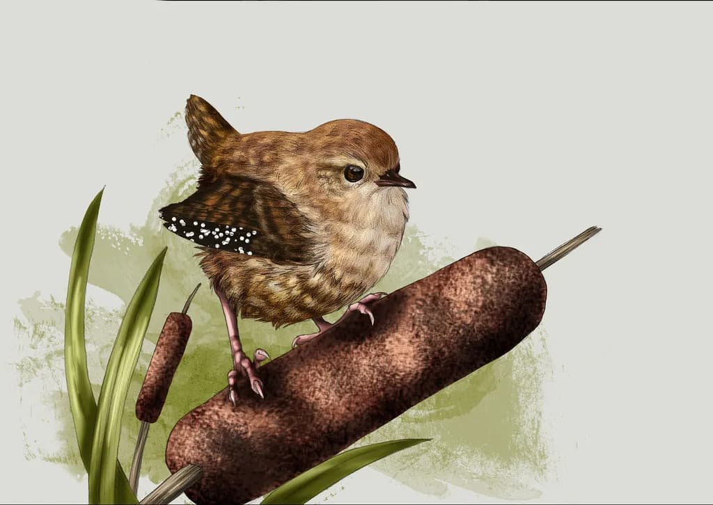 Wren on Cattail