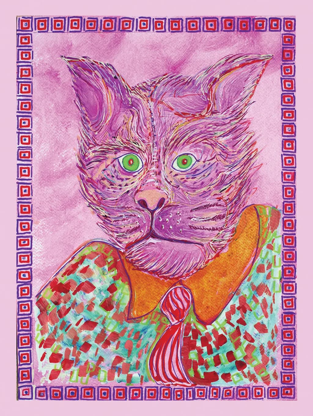 Pink Cat Portrait