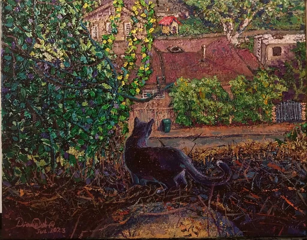 Cat Overlooking Village
