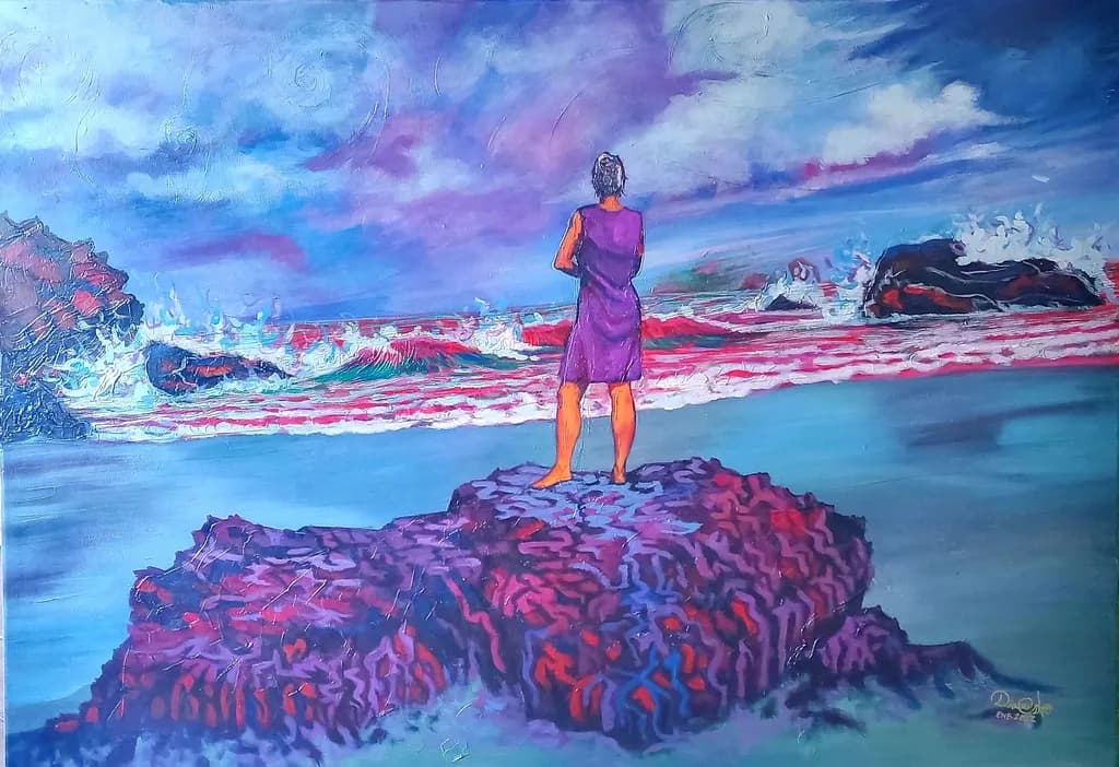 Woman on Rocky Shore