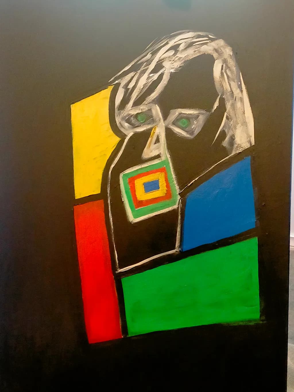 Geometric Green-Eyed Portrait