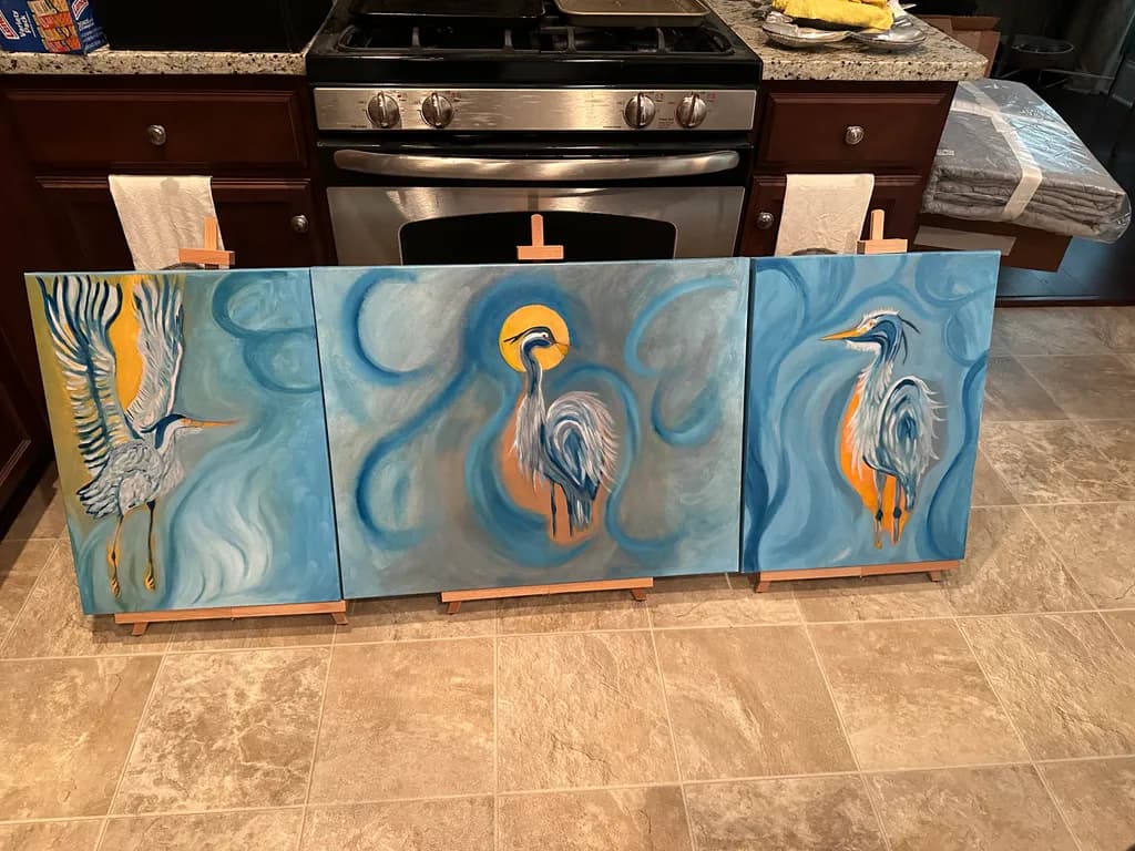 Heron Flight Triptych