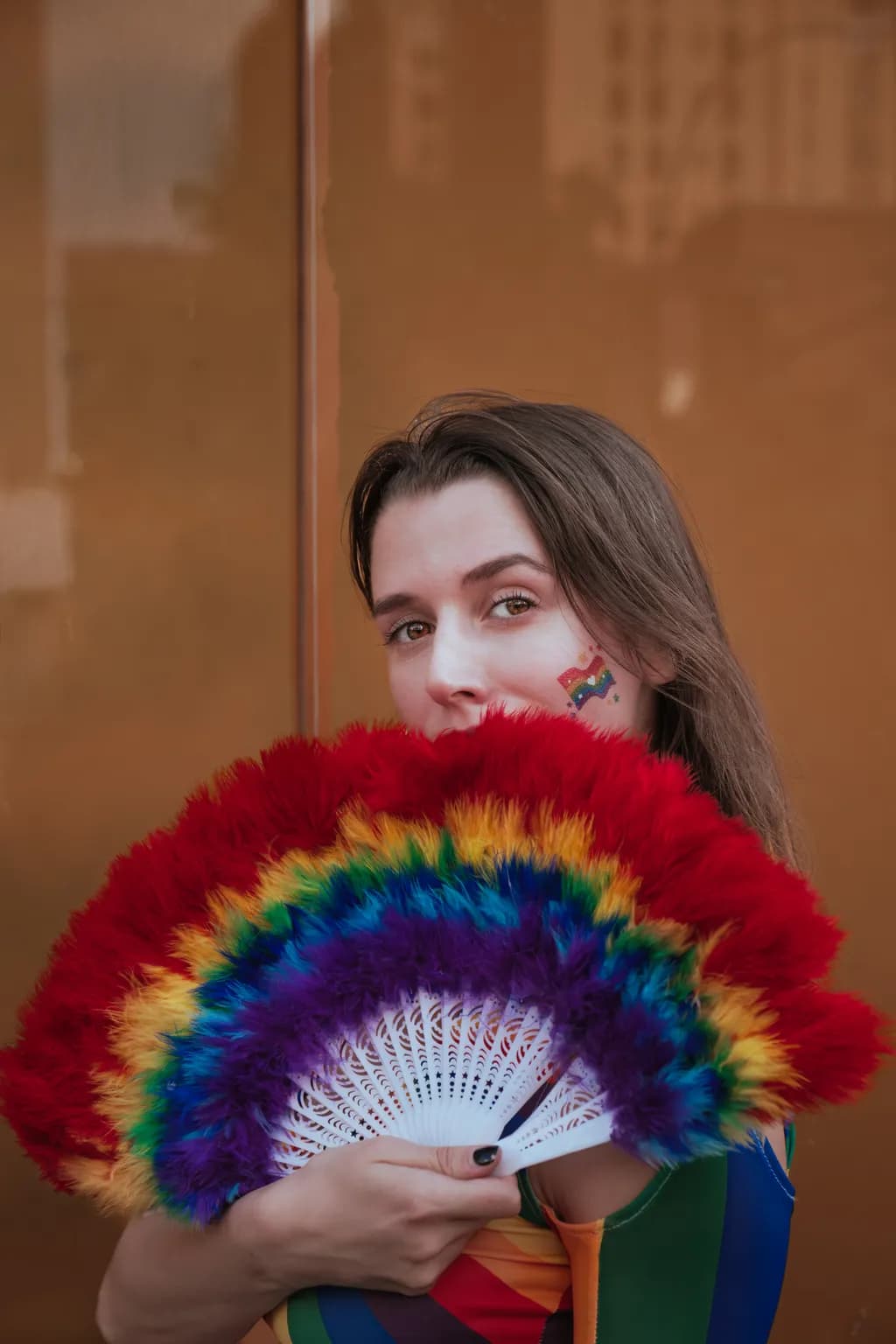 Rainbow Feather Fan