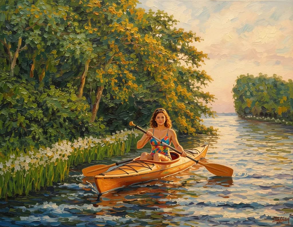 Kayaking on River
