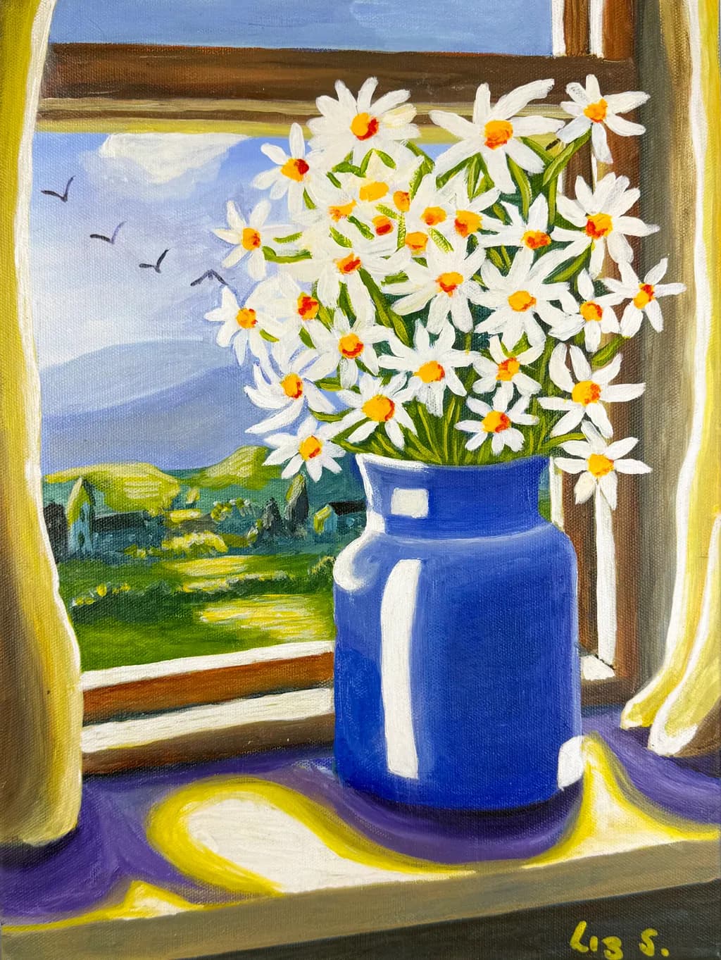 Daisies and Distant Hills