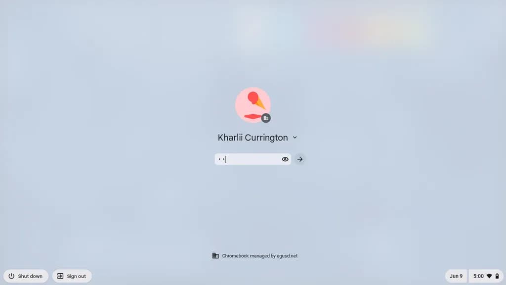 Chromebook Login Screen