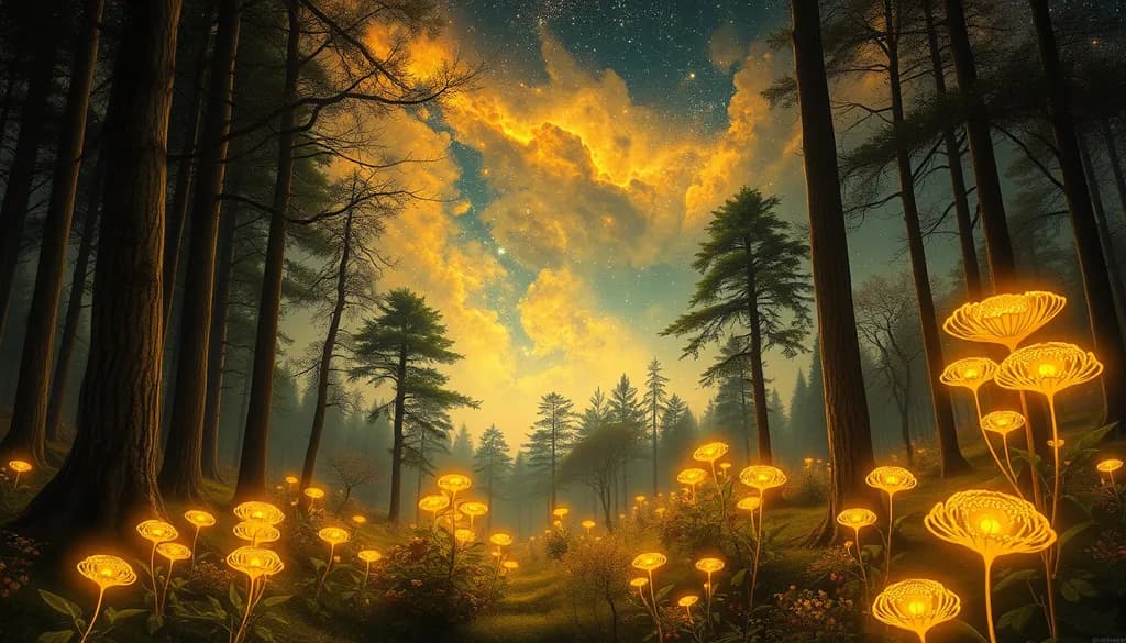 Bioluminescent Nebula Forest