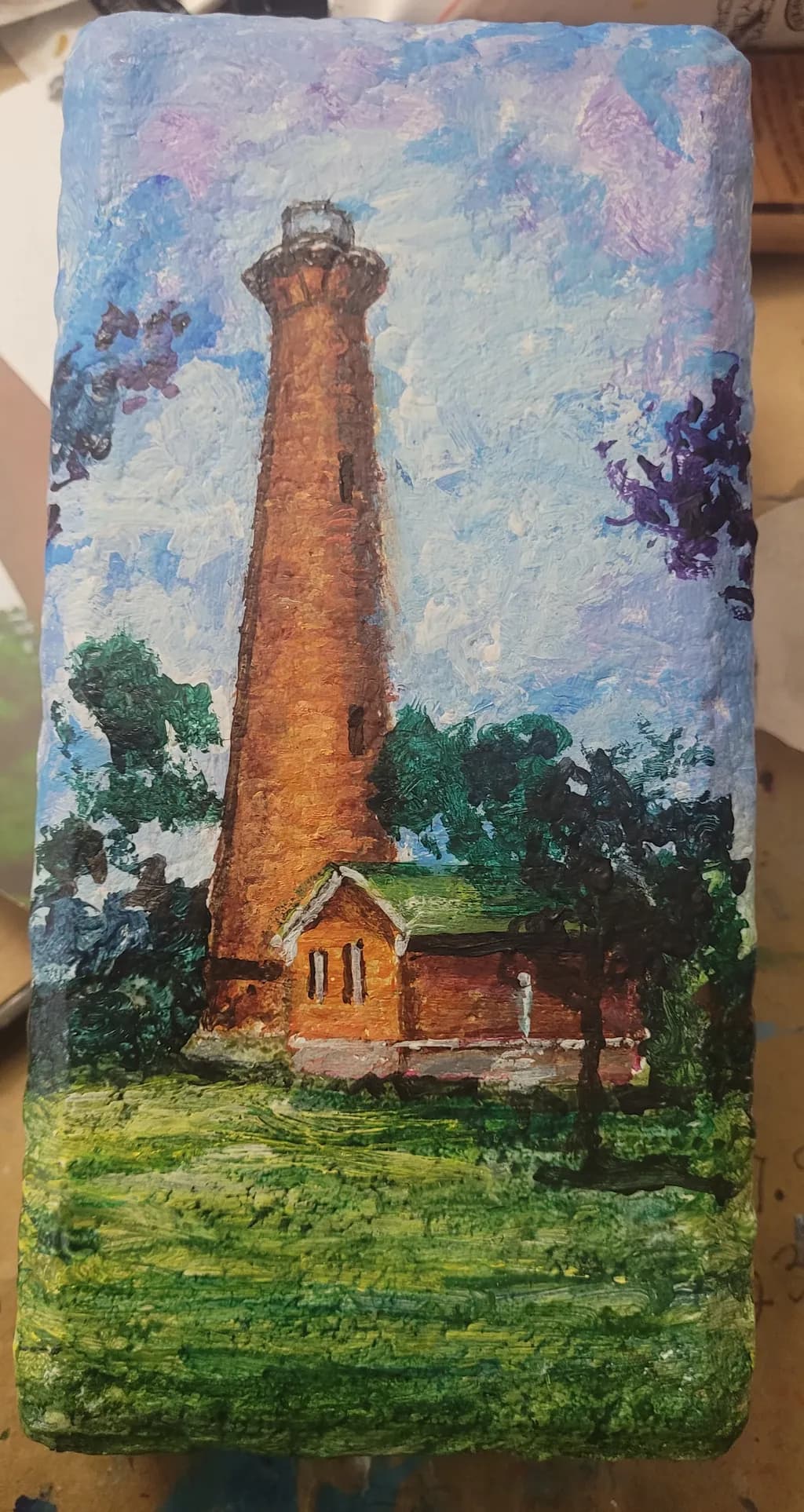 Currituck Lighthouse on a brick paver
