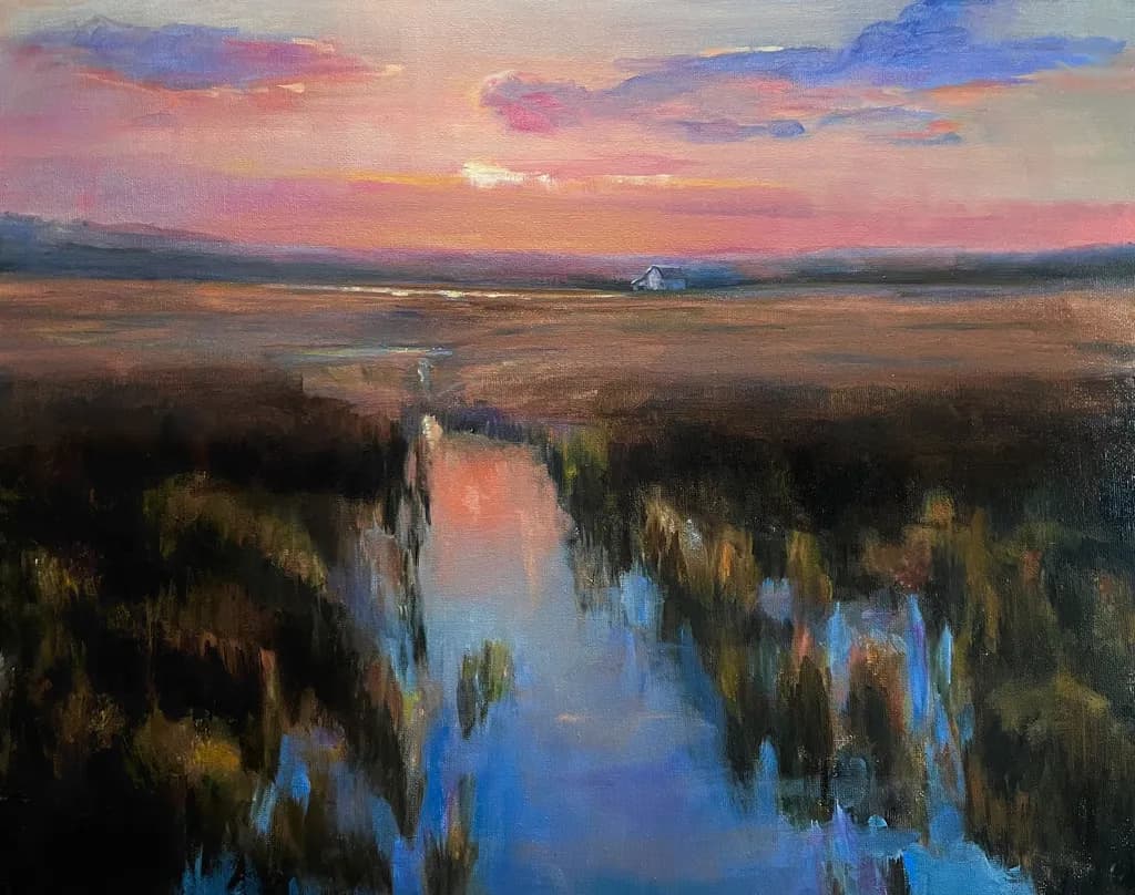 Dusk Marsh Reflection