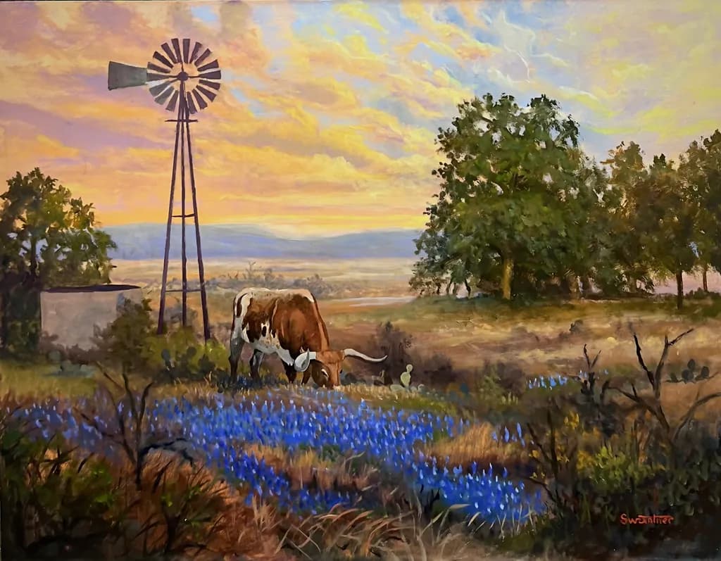 Longhorn in Bluebonnets