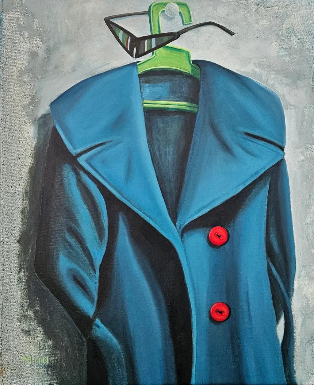 Blue Coat with Red Buttons