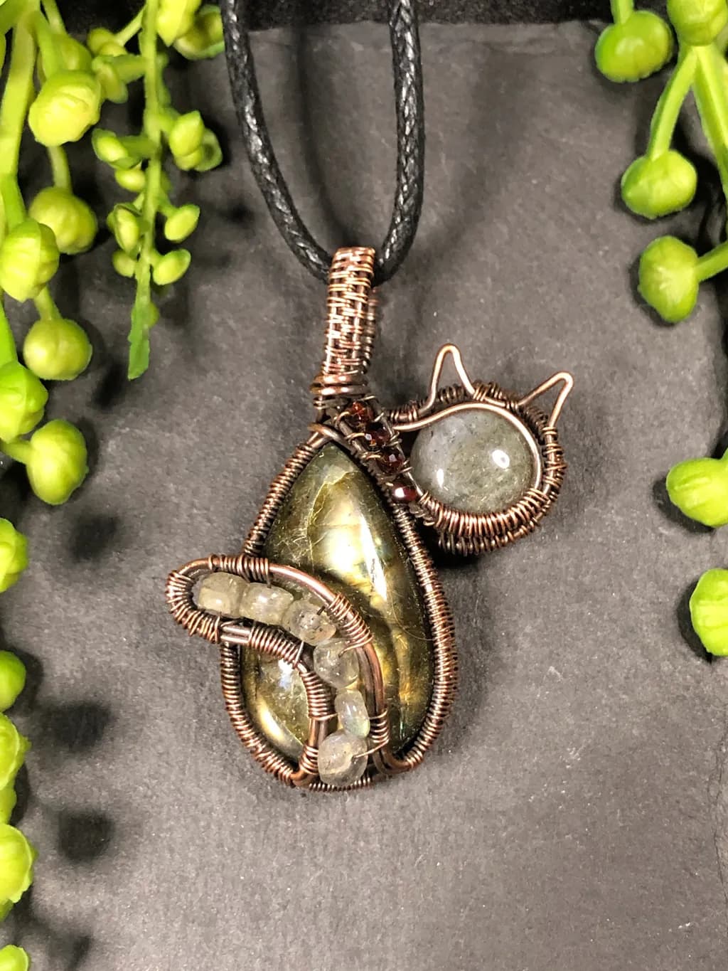 Labradorite Cat Pendant