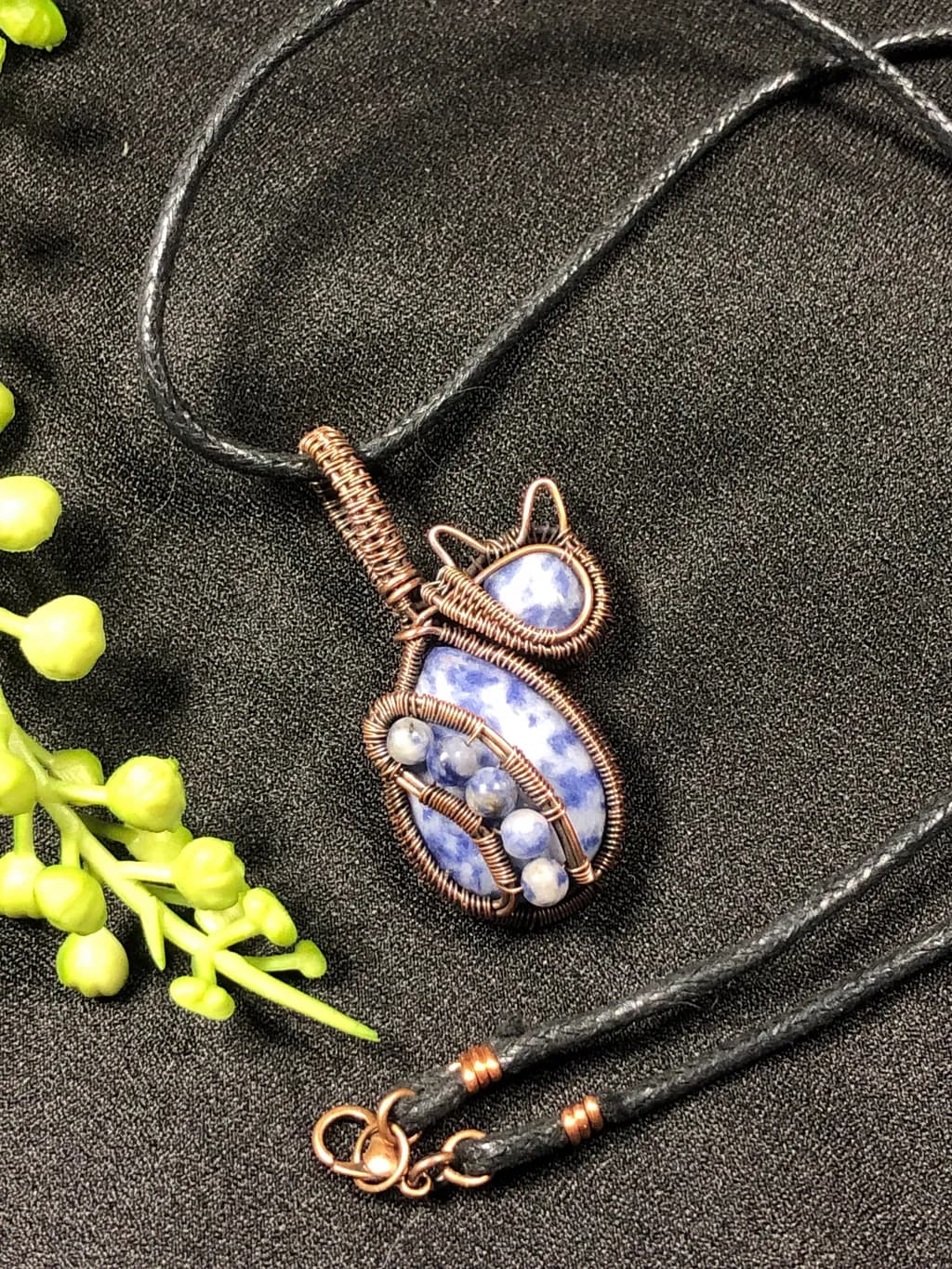 Copper Blue Cat Pendant