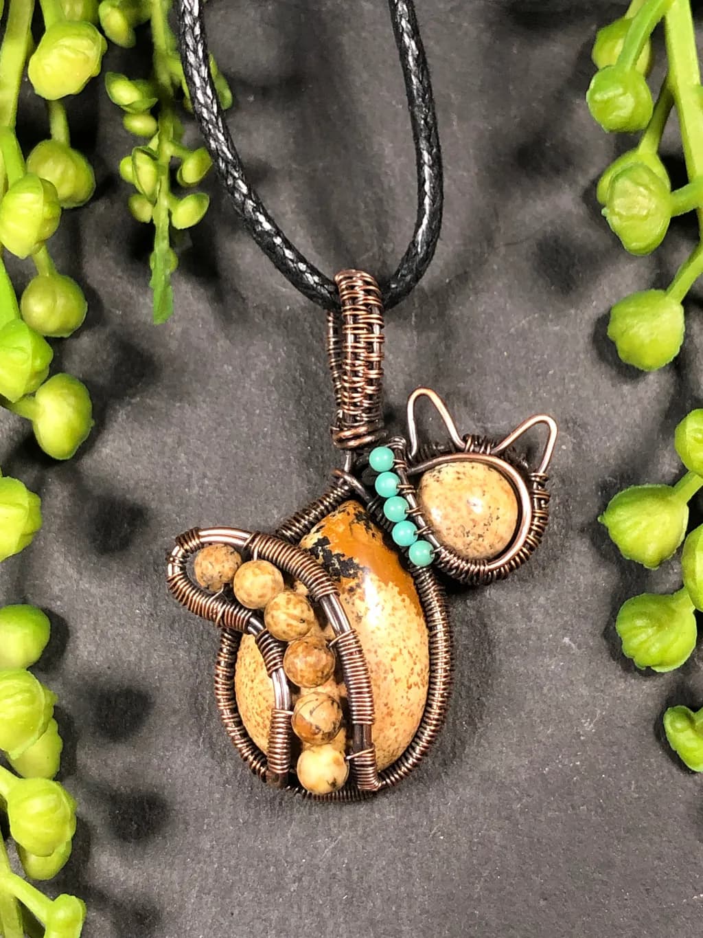 Stone Cat Wirewrap Pendant