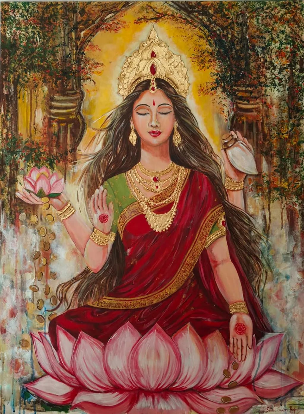 Goddess Lakshmi on Lotus