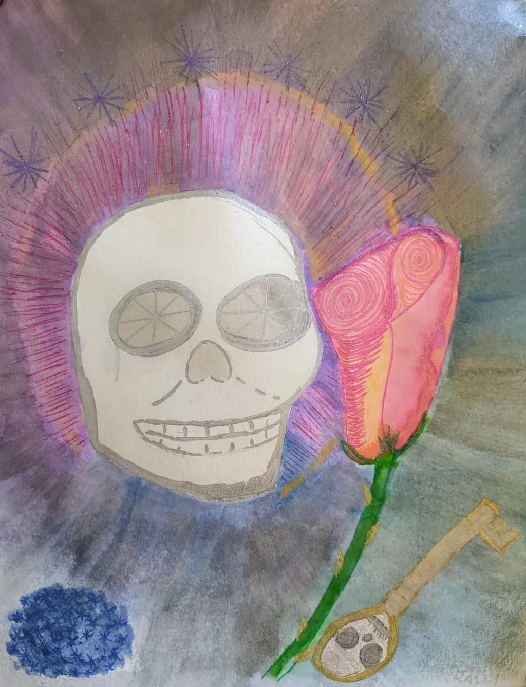 Radiant Skull and Rose