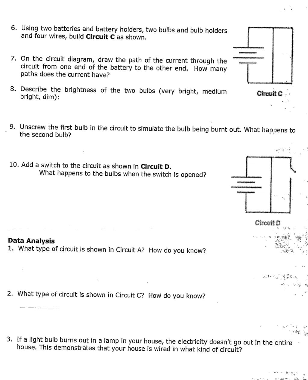 Battery and Bulb Circuit Study