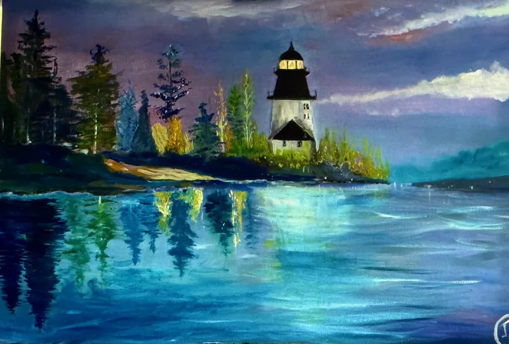 Lighthouse at Sunset Reflection