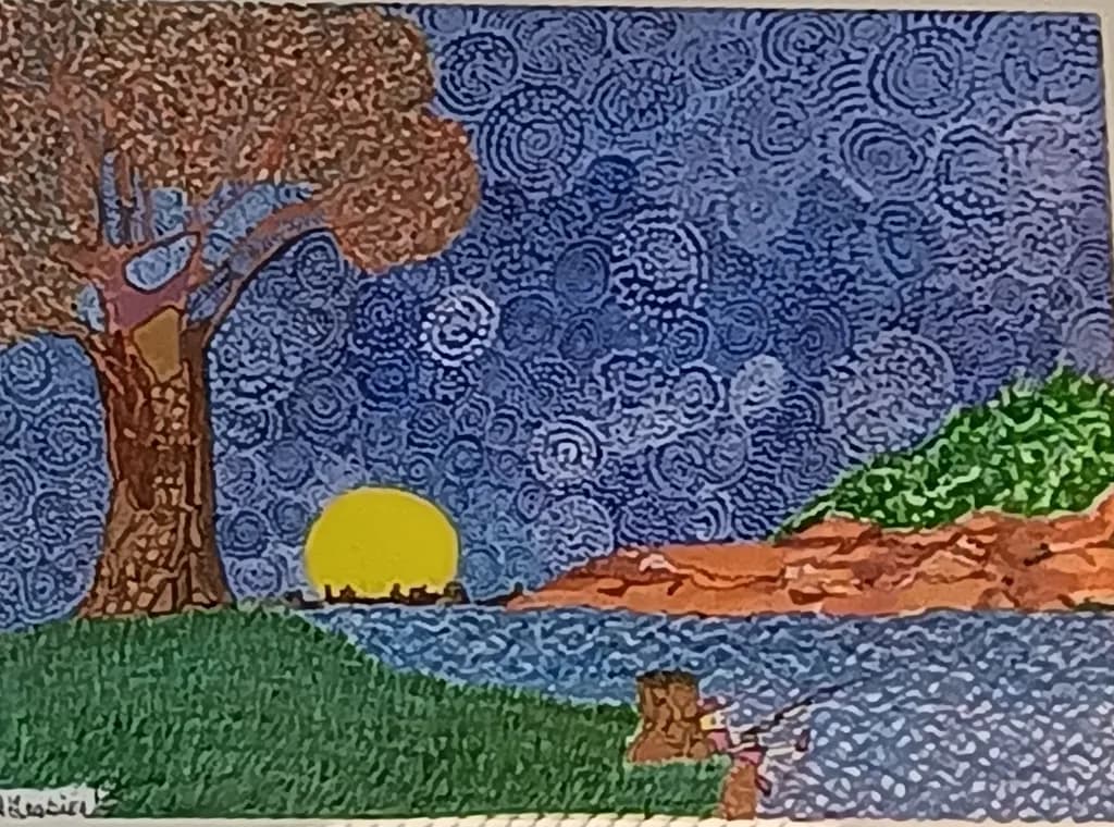 Sunset Over Riverbank