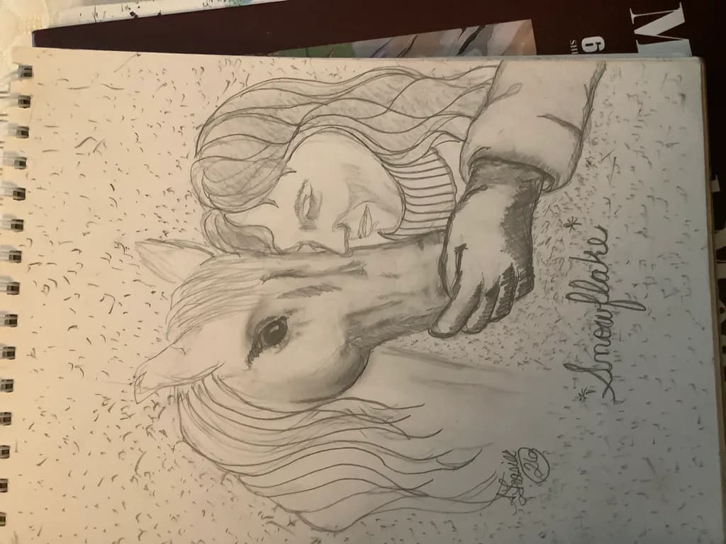 Girl and Horse Embrace