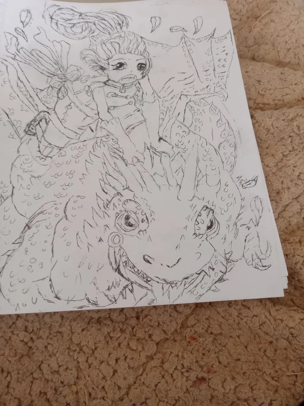 Dragon and Rider Sketch