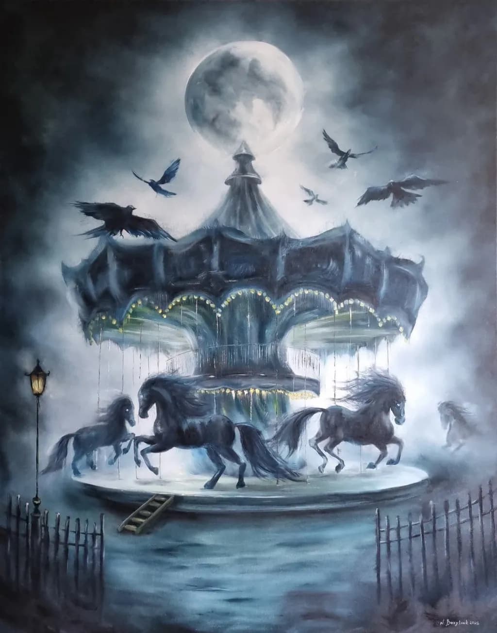Moonlit Carousel Horses