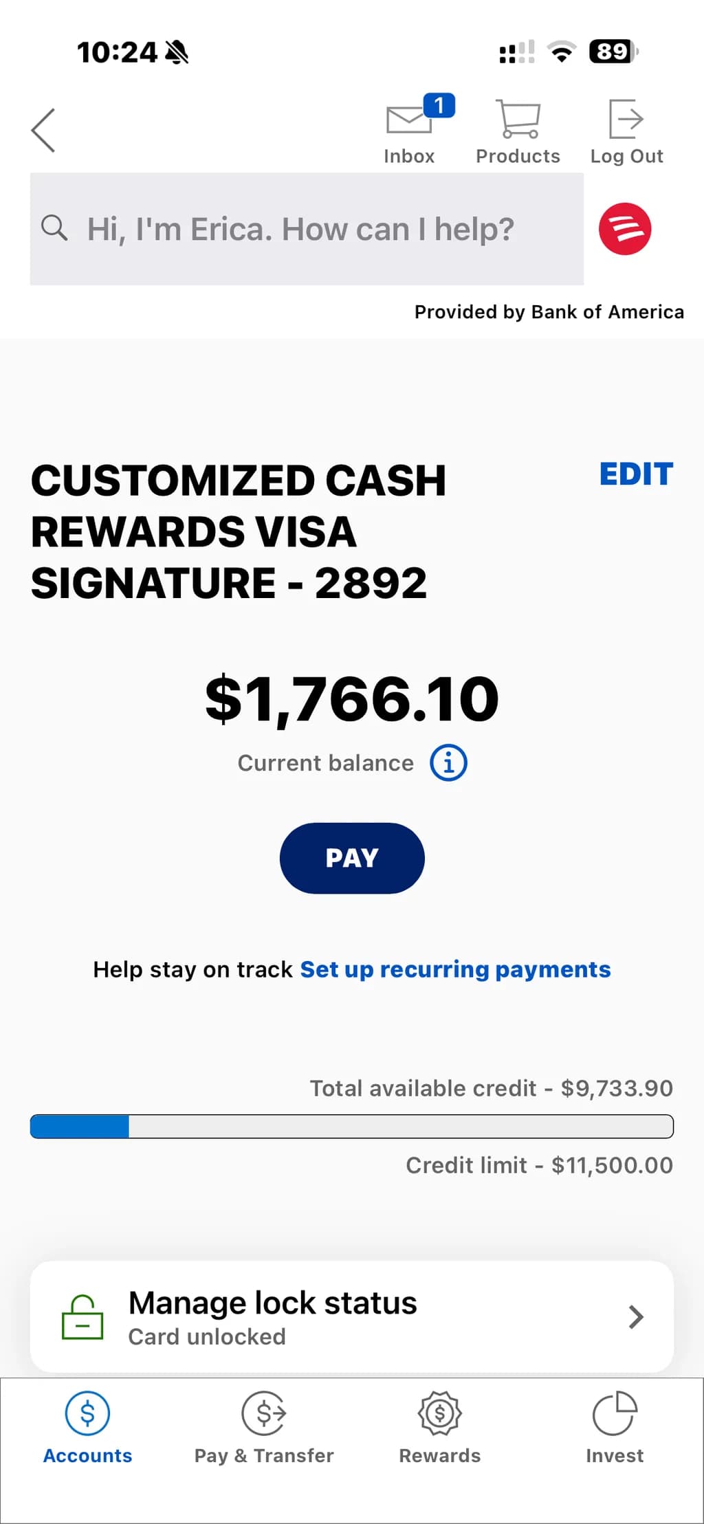 Credit Card Balance