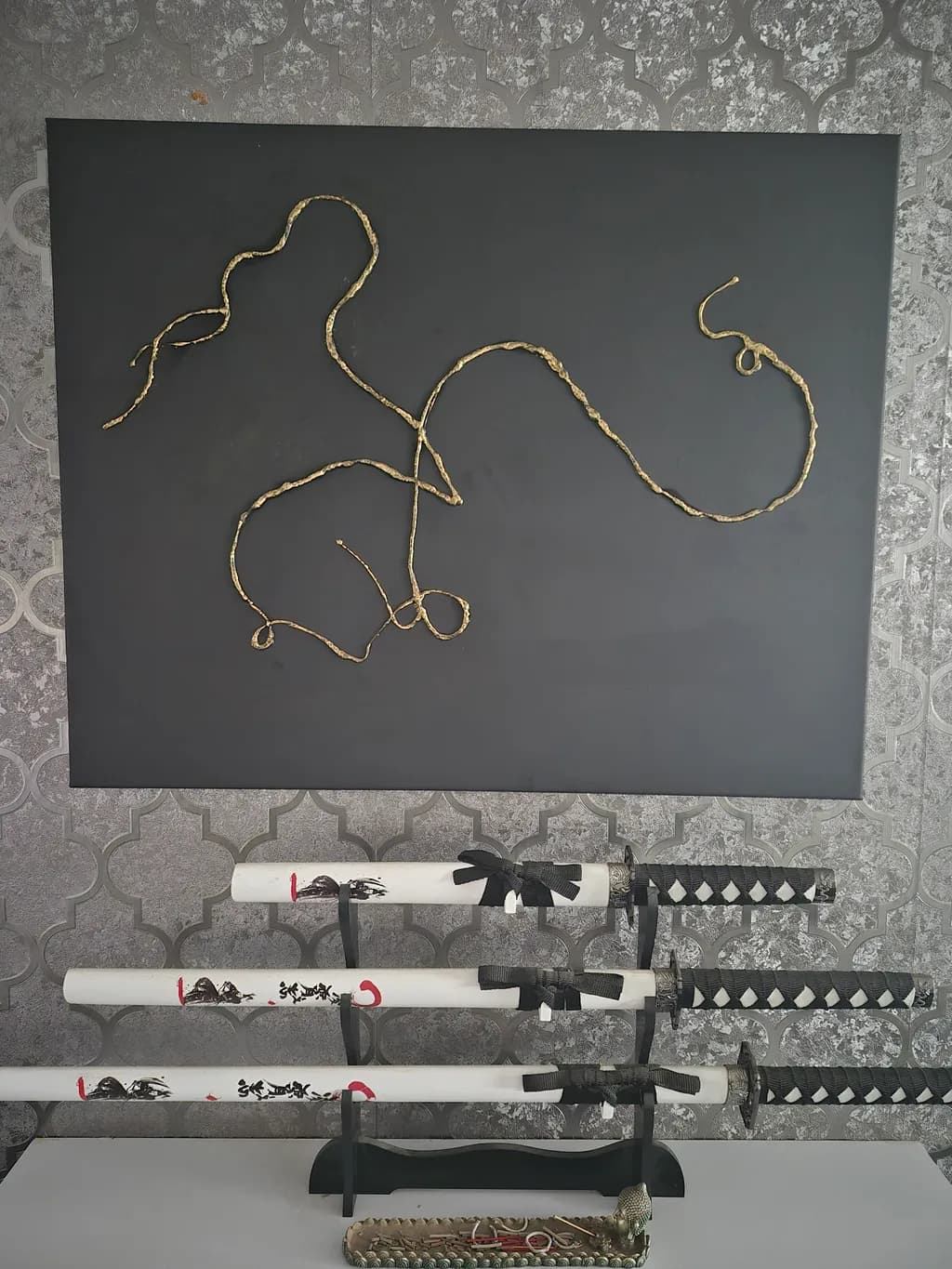 Gold Vine on Black Canvas