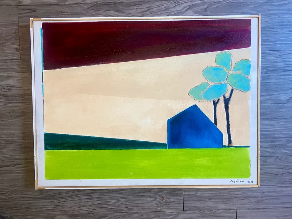Blue House and Trees