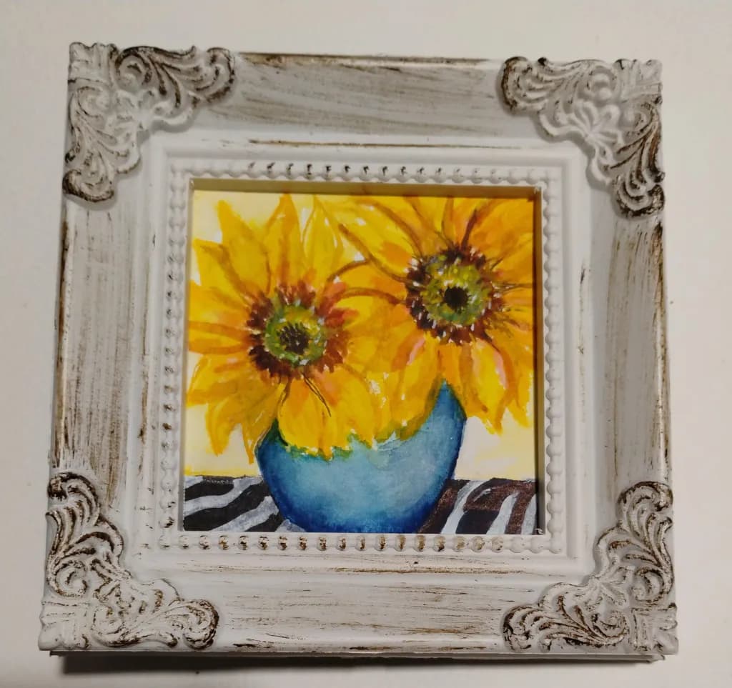Sunflowers in Blue Vase